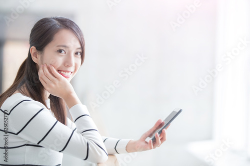 Wall Mural beauty woman use phone