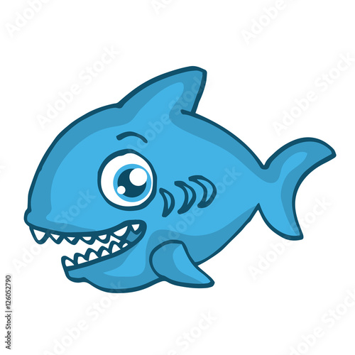 Blue shark happy cartoon design