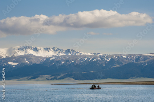 Fishing boat at Sailimu lake, Xinjiang