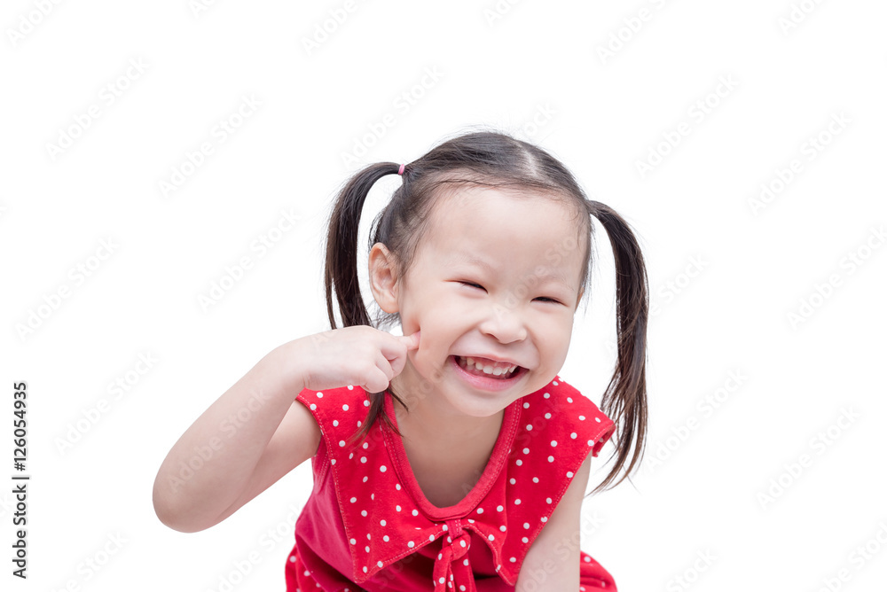Little asian girl smiling over white background Little asian girl smiling over white background