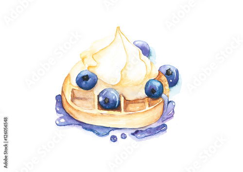 waffle, Watercolor painting on white background photo