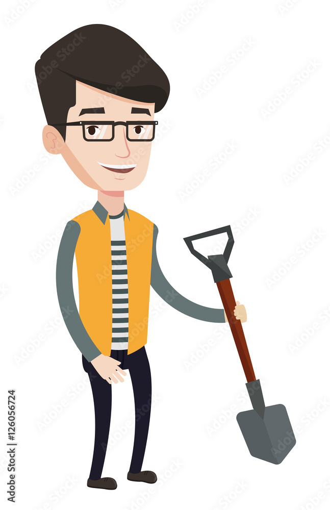 Farmer with shovel vector illustration. Farmer with shovel vector illustration.
