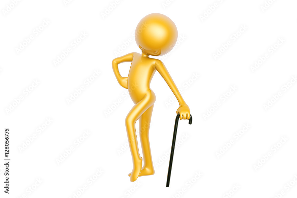 golden guy dance with stick isolated on white background 3d illustration golden guy dance with stick isolated on white background 3d illustration