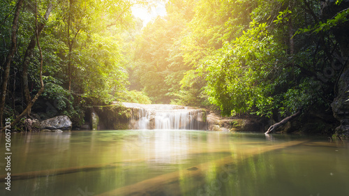 Beautiful waterfall with sunlight, Nature landscape at Thailand...
