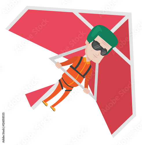Man flying on hang-glider vector illustration.