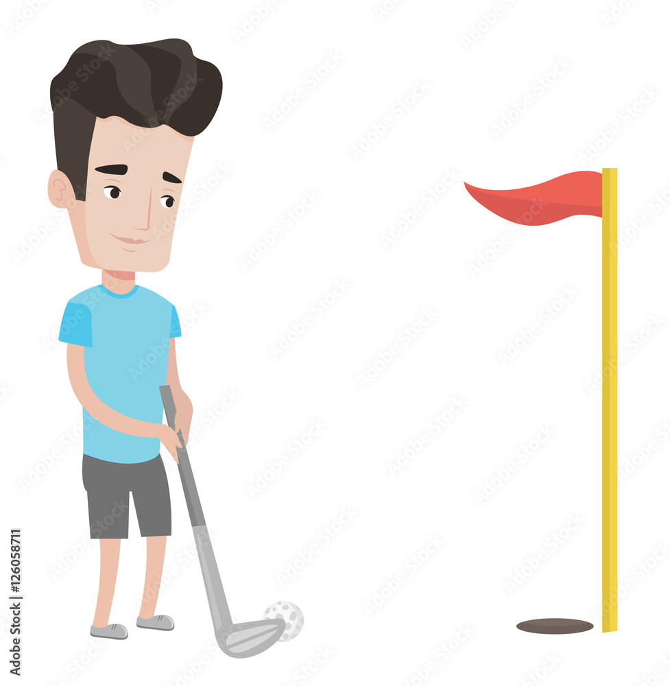 Fototapeta premium Golfer hitting the ball vector illustration.