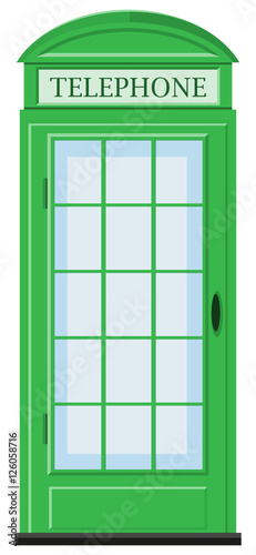Telephone booth in green color photo