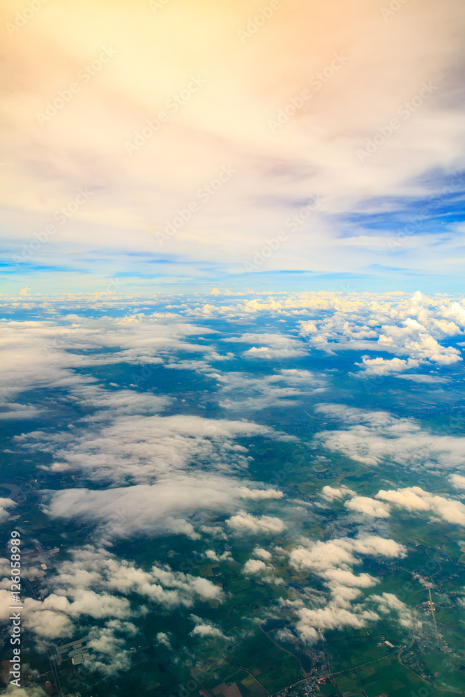 high angle view Thailand on the air plane