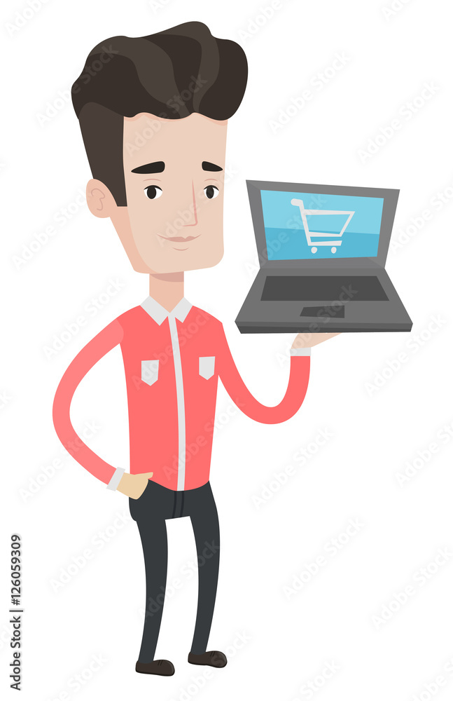Man shopping online vector illustration. Man shopping online vector illustration.