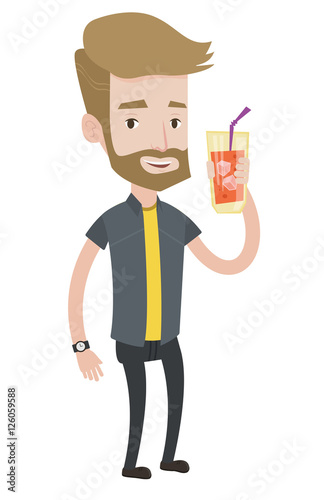 Man drinking cocktail vector illustration.