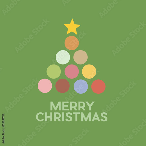 merry christmas tree in abstract shapes, on green background. ve