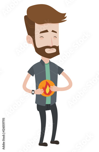 Man suffering from heartburn vector illustration.