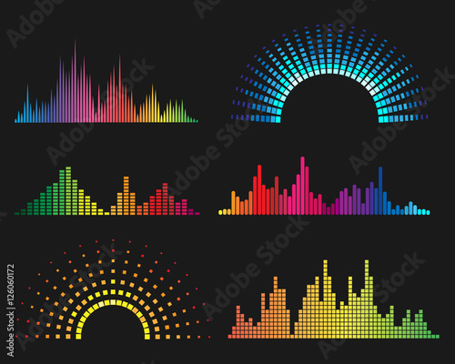 Music digital waveforms. Equalizer sound waves vector illustration