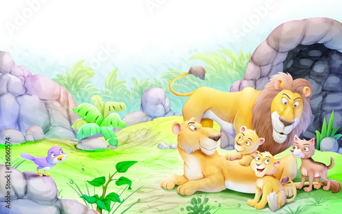 The lion and the jackal cub...