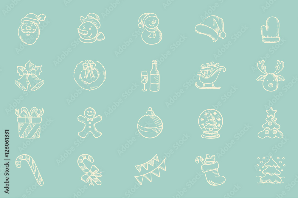 Vector sketch icon set for christmas greeting card Vector sketch icon set for christmas greeting card