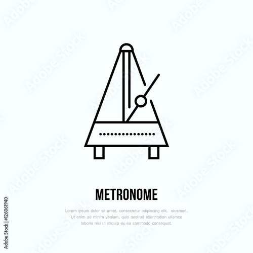 Modern vector line icon of metronome. Music instrument linear logo. Outline symbol for timer, rhythm. Pendulum motion design element for sites.