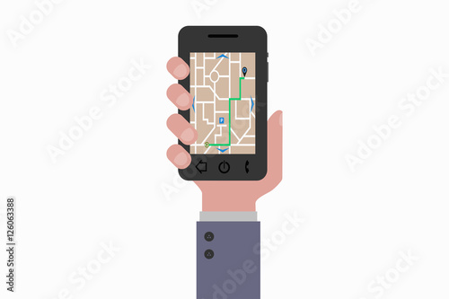 hand holding smartphone gps