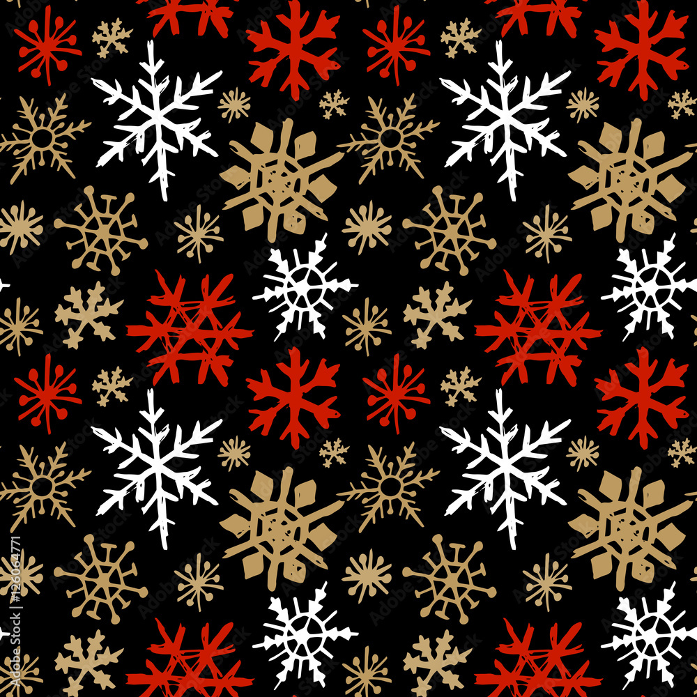 Seamless pattern with hand drawn snowflakes. Seamless pattern with hand drawn snowflakes.