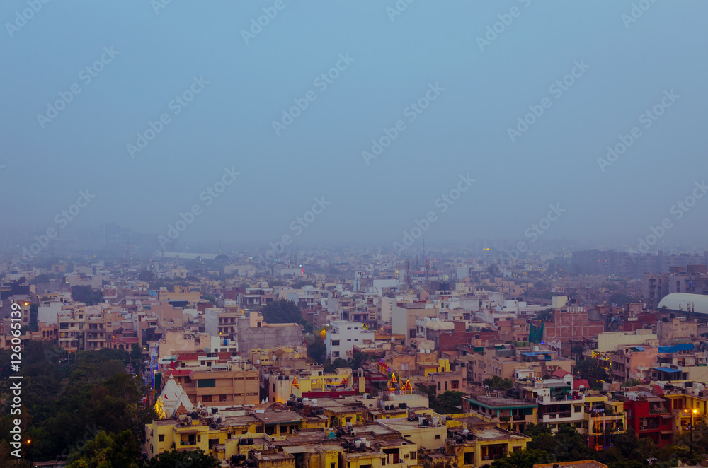 Pollution New Delhi City India 2016 Aerial View 