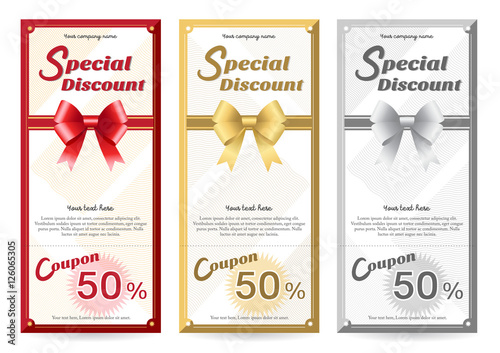 Elegant gift voucher or gift card template with shiny red and go
