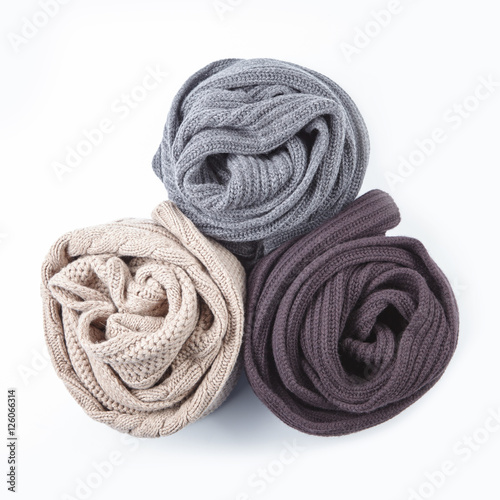 three twisted female scarf isolated on white