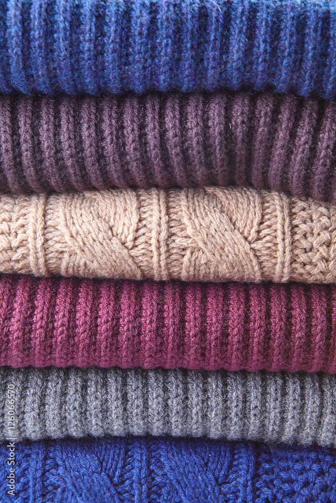 Knitted Color Clothes in stack