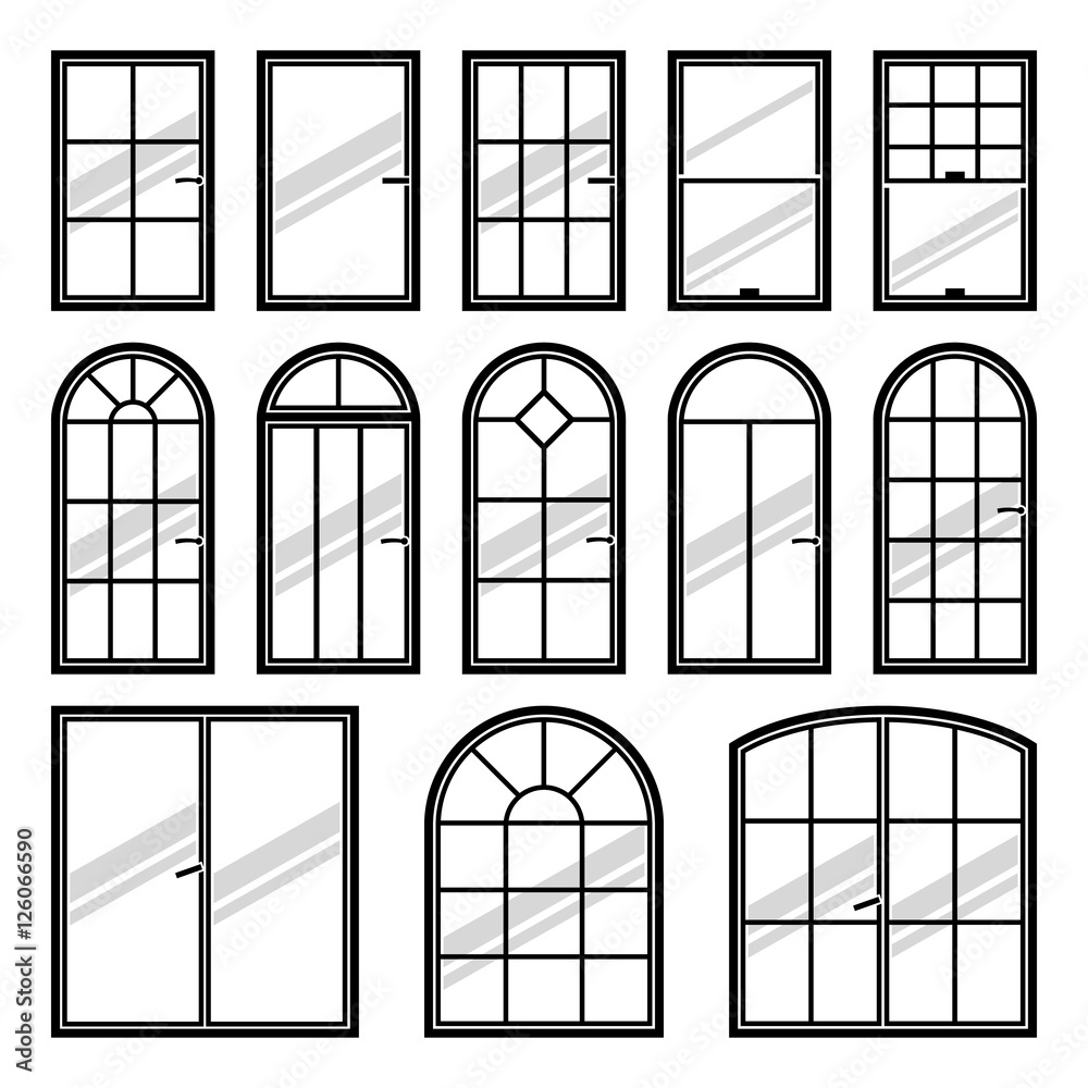 Vector icons set of different types of windows