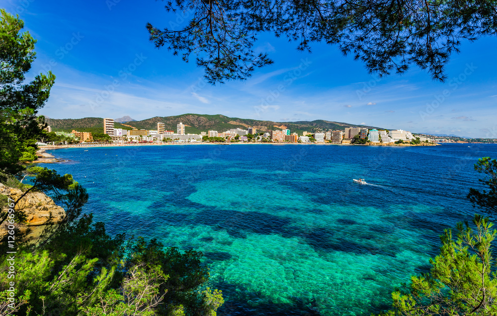View to the Coastline of Spain Majorca Beach of Magaluf