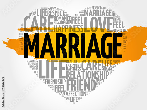 Marriage word cloud collage, heart concept background