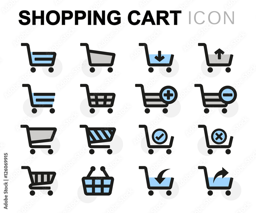 Vector flat line shopping cart icons set Vector flat line shopping cart icons set