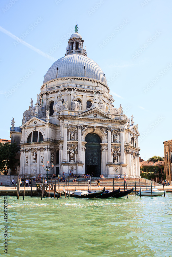 View of basilica of St. Mary of Health in Venice, Italy
