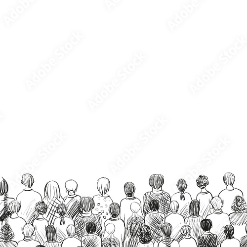 People crowd sketch back. Background