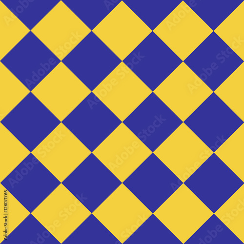 Yellow Blue Retro Chess Board Diamond Background Vector Illustration.