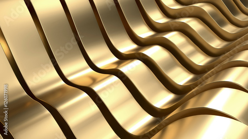 Luxury Gold Wave Abstract Background 3D Rendering