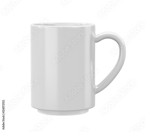 3D Rendering White ceramic mug on white background
