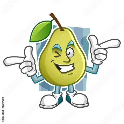 Funky pear mascot, pear character, pear vector