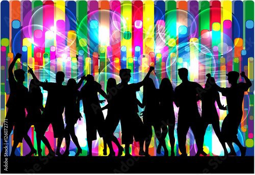 Dancing people silhouettes. Abstract background.