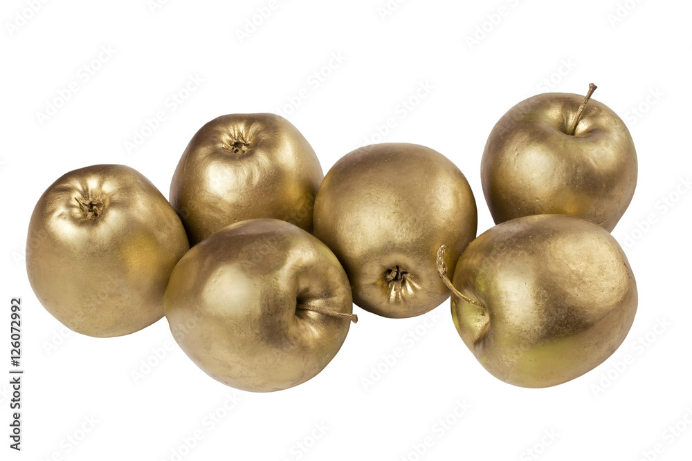 on white background isolated golden apples on white background isolated golden apples