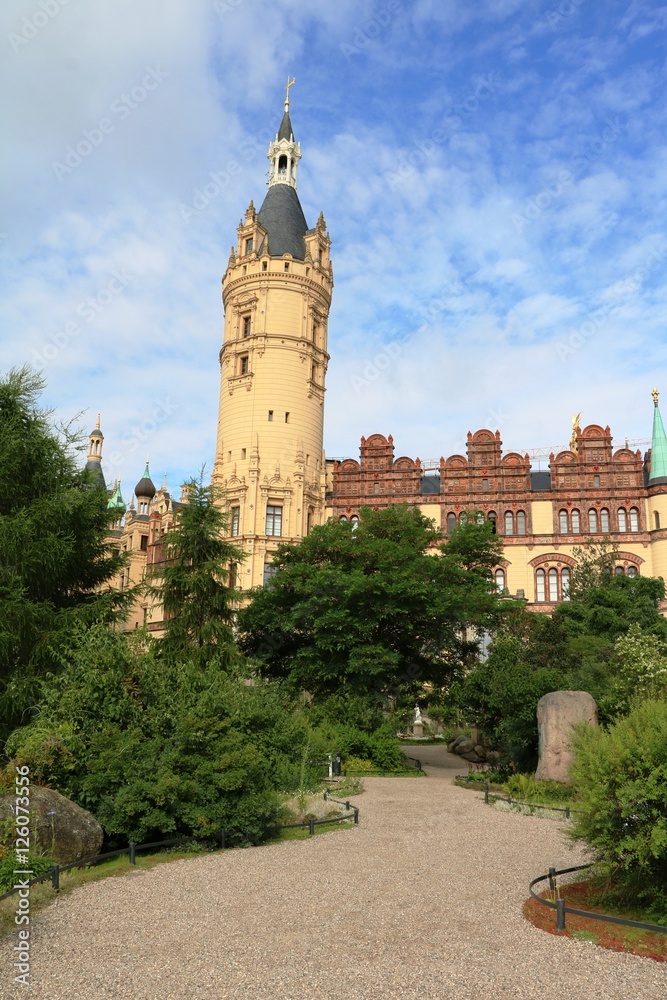 Path to Schwerin Castle through public Burggarten, Mecklenburg Vorpommern Germany