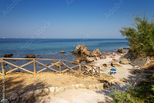Fototapeta Naklejka Na Ścianę i Meble -  Strand Calafuria Ligurisches Meer