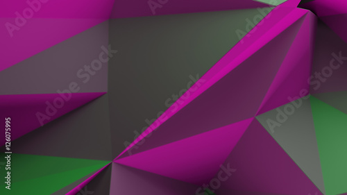 3d rendering triangular background. Spike and sharp forms. Deformation of triangulate surface. Abstract displacement fractured plane.