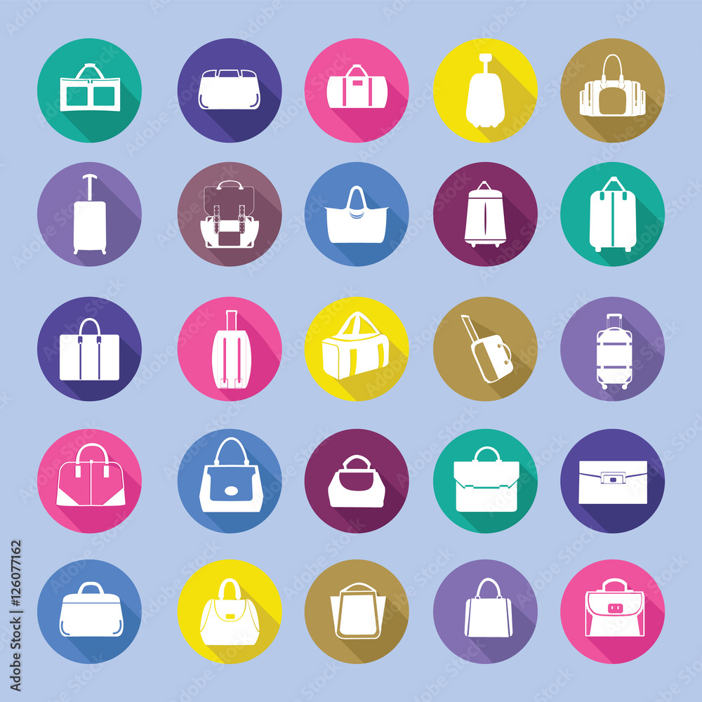 Bags silhouettes icon set, Bags silhouettes icon set,