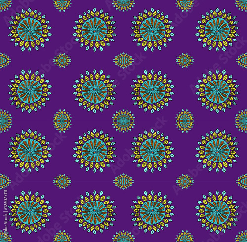 Seamless oriental vector pattern on violet field