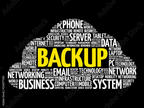 BACKUP word cloud collage, technology concept background