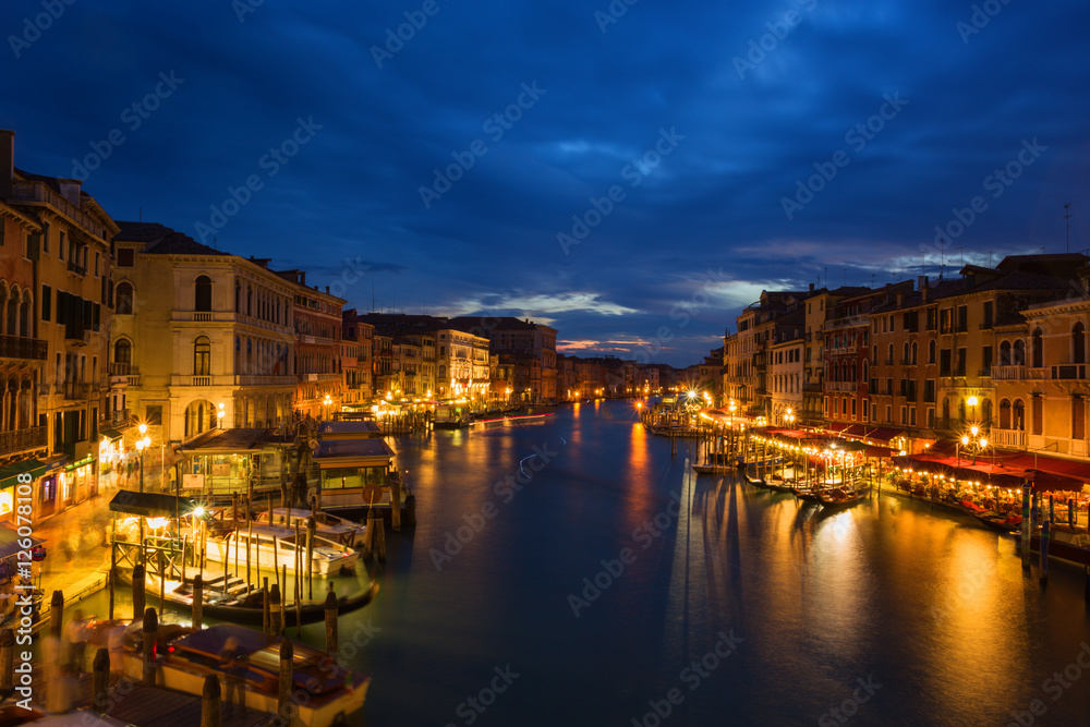 night view of Grand Canal in Venice. Italy.