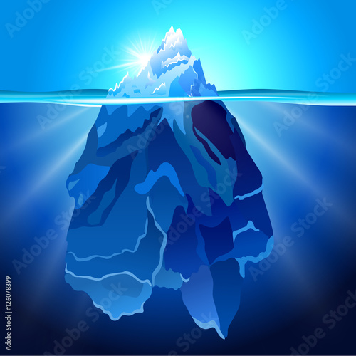 Iceberg in water realistic vector background