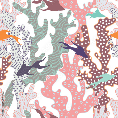 Colorful corals seamless pattern