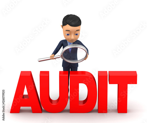 businessman on a white background analyzes audit