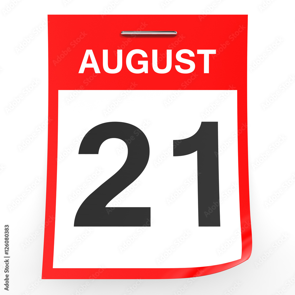 August 21. Calendar on white background. Stock Illustration Adobe Stock