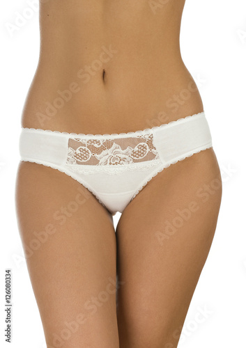 Underwear women's panties on fragment of the body photo